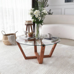 Mesa de centro Lotus madera natural Practica Hogar