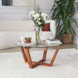 Mesa de centro Lotus madera natural Practica Hogar