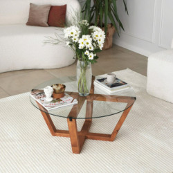 Mesa de centro Lotus madera natural Practica Hogar