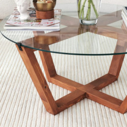 Mesa de centro Lotus madera natural Practica Hogar