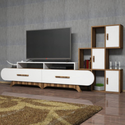 Mueble TV con estante Flora S blanco nogal Practica Hogar