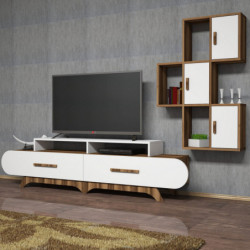 Mueble TV con estante Flora S blanco nogal Practica Hogar
