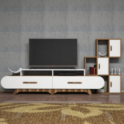 Mueble TV con estante Flora S blanco nogal Practica Hogar