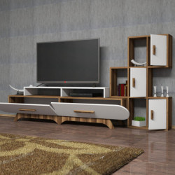 Mueble TV con estante Flora S blanco nogal Practica Hogar