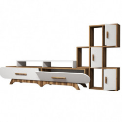 Mueble TV con estante Flora S blanco nogal Practica Hogar