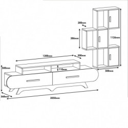 Mueble TV con estante Flora S blanco nogal Practica Hogar