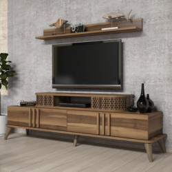 Mueble TV con estante Eylül-nogal Practica Hogar