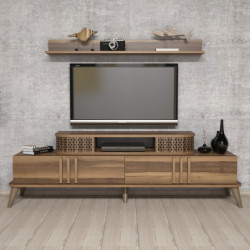 Mueble TV con estante Eylül-nogal Practica Hogar