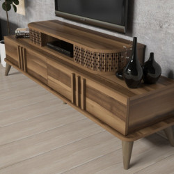 Mueble TV con estante Eylül-nogal Practica Hogar