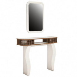 Consola con espejo Damla madera natural blanco Practica Hogar