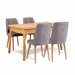 Set mesa comedor extensible y sillas (5 piezas) Santiago pino atlántico gris Practica Hogar