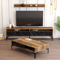 Conjunto de muebles de salón istanbul negro nogal Practica Hogar
