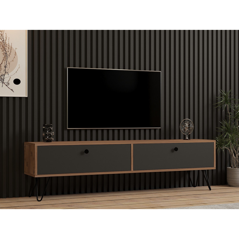 Mueble TV Side pino atlántico negro Practica Hogar Mueble TV Side pino atlántico negro Practica Hogar