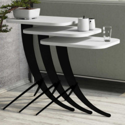 Set mesas de café (3 piezas) Pion blanco Practica Hogar
