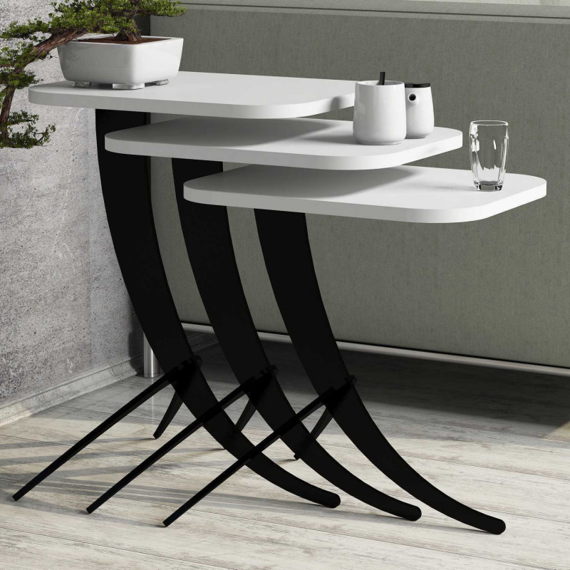 Set mesas de café (3 piezas) Pion blanco Practica Hogar Set mesas de café (3 piezas) Pion blanco Practica Hogar