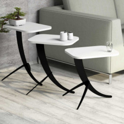 Set mesas de café (3 piezas) Pion blanco Practica Hogar