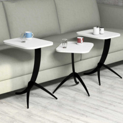 Set mesas de café (3 piezas) Pion blanco Practica Hogar