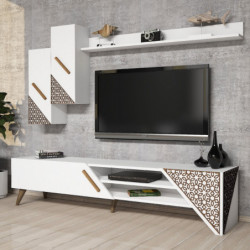 Mueble TV con estante Beril blanco Practica Hogar