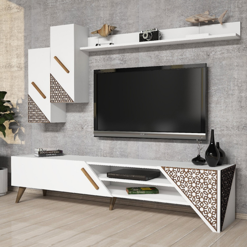 Mueble TV con estante Beril blanco Practica Hogar Mueble TV con estante Beril blanco Practica Hogar