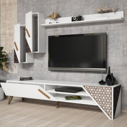 Mueble TV con estante Beril blanco Practica Hogar