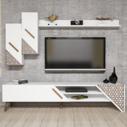 Mueble TV con estante Beril blanco Practica Hogar