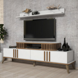 Mueble TV con estante Eylül blanco Practica Hogar