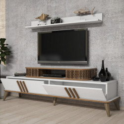 Mueble TV con estante Eylül blanco Practica Hogar