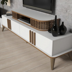 Mueble TV con estante Eylül blanco Practica Hogar