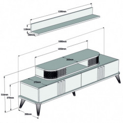 Mueble TV con estante Eylül blanco Practica Hogar