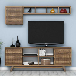 Mueble TV con estante Ayla nogal Practica Hogar