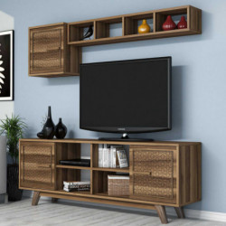 Mueble TV con estante Ayla nogal Practica Hogar