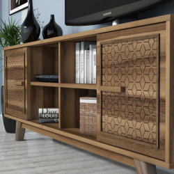 Mueble TV con estante Ayla nogal Practica Hogar