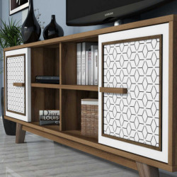 Mueble TV con estante Ayla blanco nogal Practica Hogar