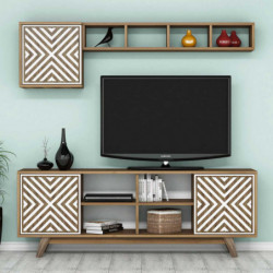 Mueble TV con estante İnci blanco nogal Practica Hogar