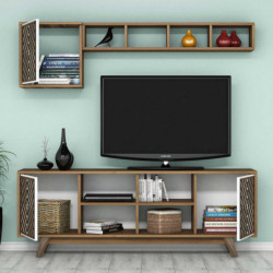 Mueble TV con estante İnci blanco nogal Practica Hogar
