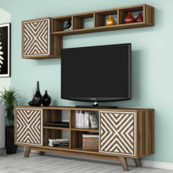 Mueble TV con estante İnci blanco nogal Practica Hogar