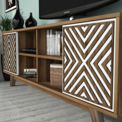 Mueble TV con estante İnci blanco nogal Practica Hogar