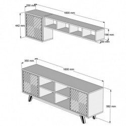 Mueble TV con estante İnci blanco nogal Practica Hogar
