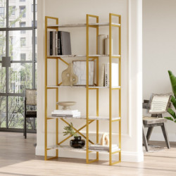 Librería VG4-GE dorado mármol blanco Practica Hogar