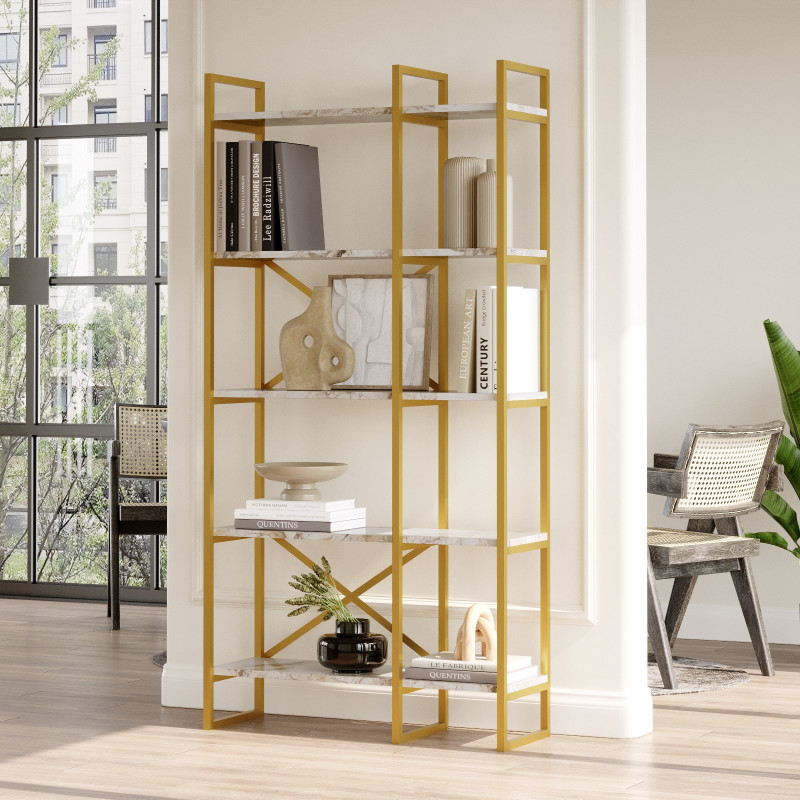 Librería VG4-GE dorado mármol blanco Practica Hogar Librería VG4-GE dorado mármol blanco Practica Hogar