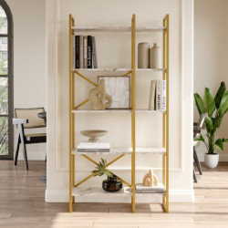Librería VG4-GE dorado mármol blanco Practica Hogar