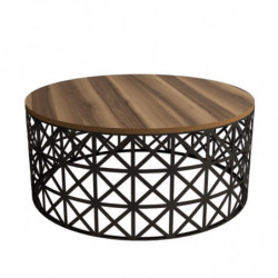 Mesa de centro Selin Metal Ferforje negro nogal Practica Hogar