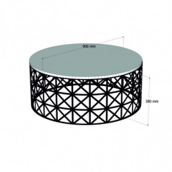 Mesa de centro Selin Metal Ferforje negro nogal Practica Hogar