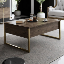 Mesa de centro Luxe dorado nogal Practica Hogar