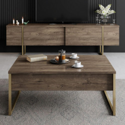 Mesa de centro Luxe dorado nogal Practica Hogar