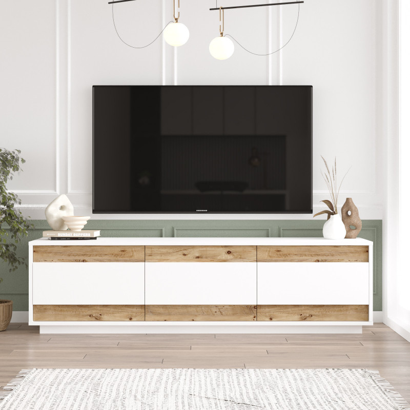 Mueble TV FR4-AW pino atlántico blanco Practica Hogar Mueble TV FR4-AW pino atlántico blanco Practica Hogar