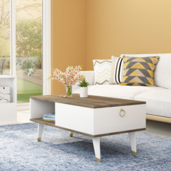 Mesa de centro Delux Nogal Blanco Practica Hogar