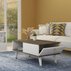 Mesa de centro Delux Nogal Blanco Practica Hogar