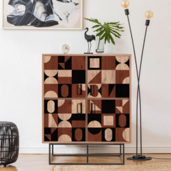 Mueble auxiliar Quantum Solo-Chess pino atlántico negro marrón Practica Hogar