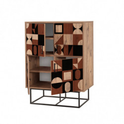 Mueble auxiliar Quantum Solo-Chess pino atlántico negro marrón Practica Hogar